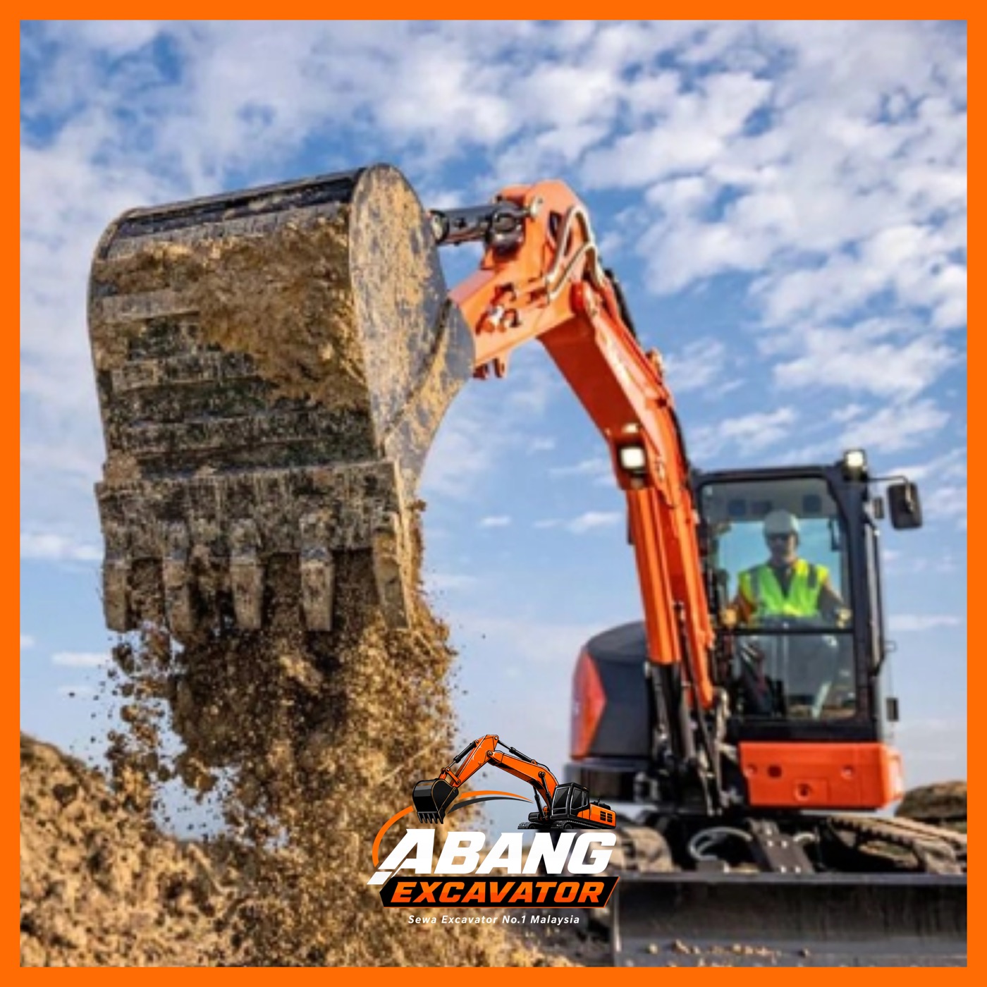 Volvo EC200 dengan bucket penuh di kuari
